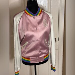 NWT Coach Women's Button-Up Rainbow Pride Souvenir Jacket CL8 Pearl Pink Medium